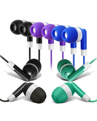 Bulk Earbuds Headphones Wholesale Earphones - Keewonda 100 Pack Disposable Ear Buds Bulk Multi Colored Headphones for School Classroom Students