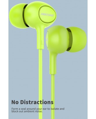 Earbuds, MIATONE Wired in- Ear Earbuds with Microphone, Dynamic Crystal Clear Sound Ergonomic Ear Buds Earphones Headphones for Android, BlackBerry - Green